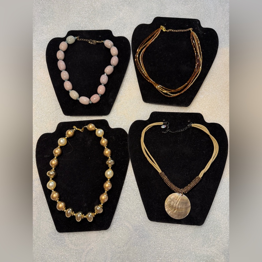 Chic Women's Necklace Set - Pink, Gold, and Brown
